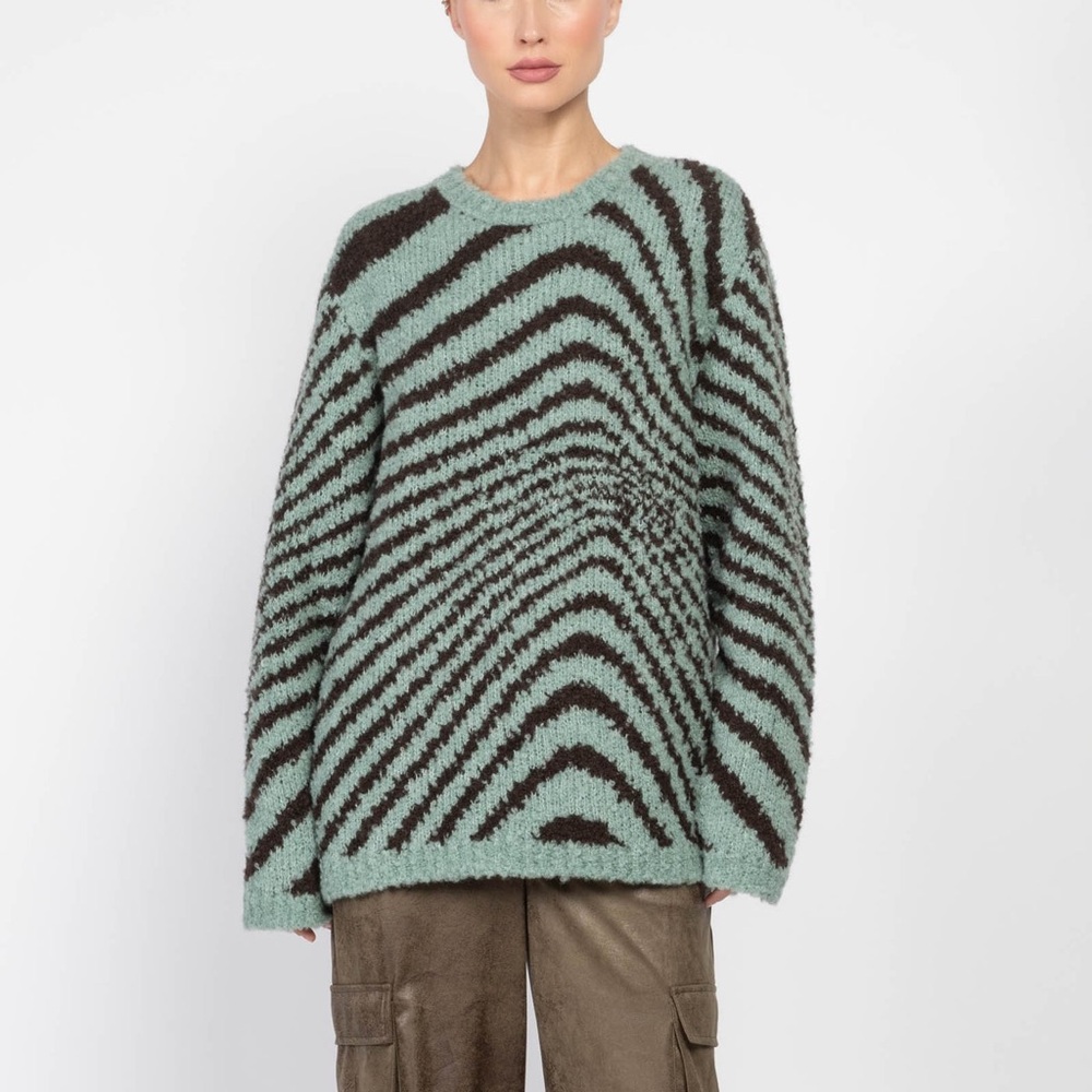 The Elder Statesman Green and Black Crew Neck Sweater